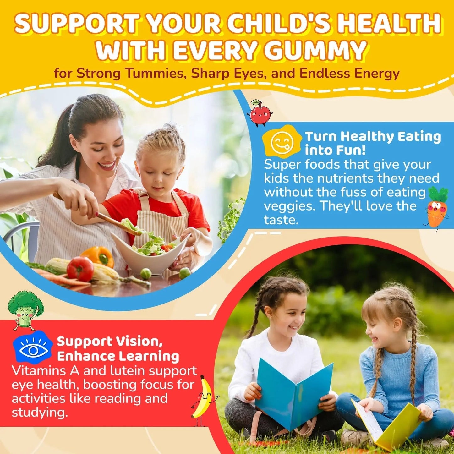 NEVISS Kids Multivitamin Gummies & Probiotics for Kids Teen + Veggie & Fruit Fiber Gummies NEVISSBuy Supplements Australia