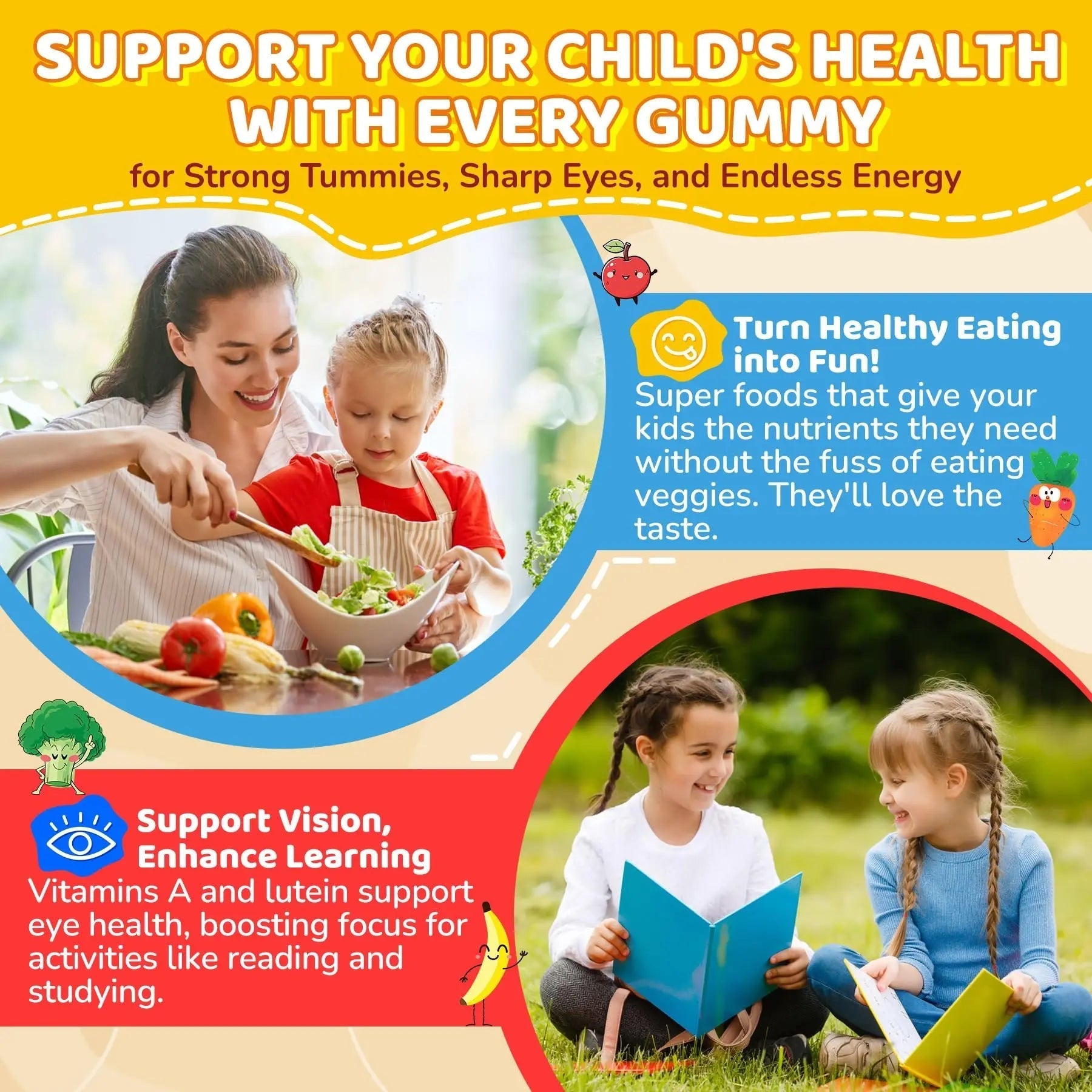 NEVISS Kids Multivitamin Gummies & Probiotics for Kids Teen + Veggie & Fruit Fiber Gummies NEVISSBuy Supplements Australia
