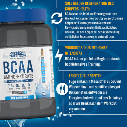 Applied Nutrition BCAA Powder - Dietary Supplement Bcaas - Branched Chain | Amino Acids, Amino Hydrate Intra Workout & Energy Drink Regeneration