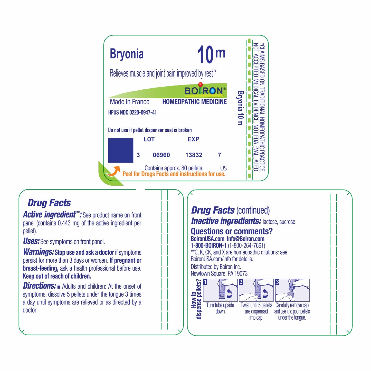 Boiron Bryonia 10M Homeopathic Medicine for Muscle & Joint Pain - 80 Pellets BoironBuy Supplements Australia