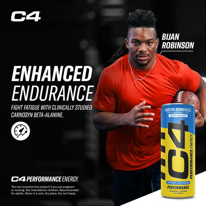 C4 Energy Drink 12oz (Pack of 24) - Frozen Bombsicle - Sugar Free Pre Workout Performance Drink with No Artificial Colors or Dyes