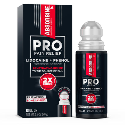 Absorbine Jr. PRO Maximum Strength Lidocaine Roll-On for Targeted Nerve and Muscle Pain Relief, 4% Lidocaine + 1.5% Phenol, Fast Acting & Long Lasting, 2.5 oz ABSORBINE JR.Buy Supplements Australia