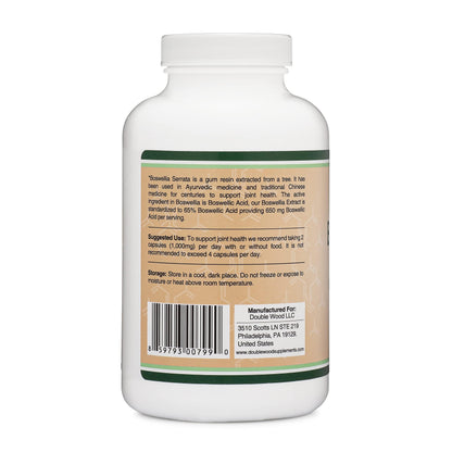 Boswellia Serrata - 240 Capsules (Max Strength 1,000mg of 65% Boswellic Acid Extract) Boswellia Extract Capsules (Joint Support Supplement for Joint Health) Third Party Tested by Double Wood Double Wood SupplementsBuy Supplements Australia