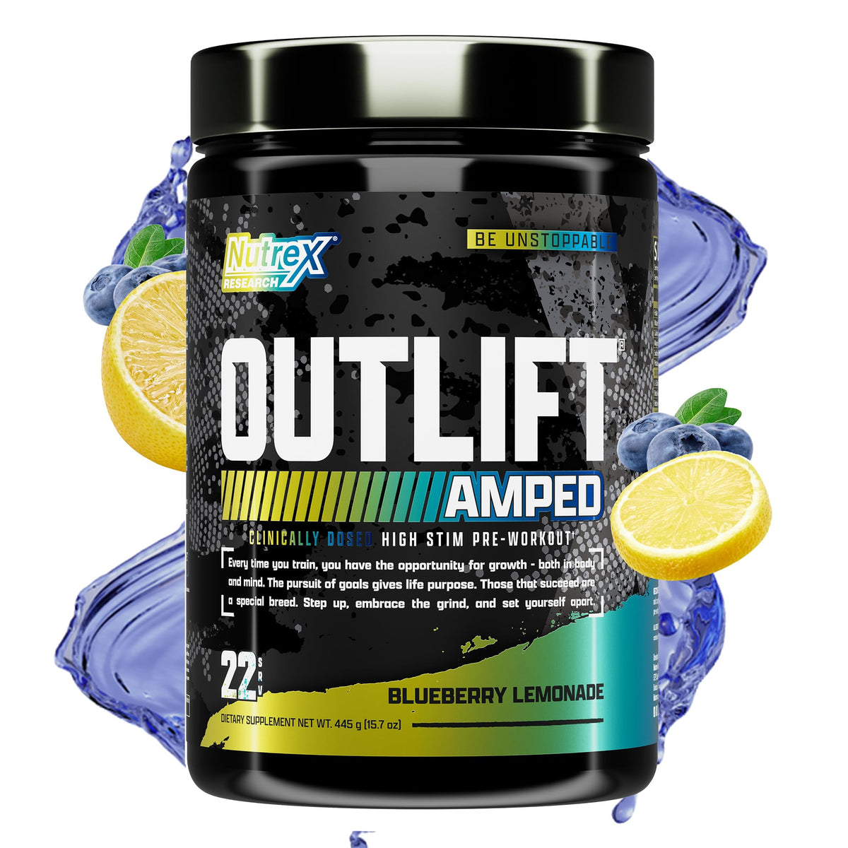OUTLIFT Amped Max Dosed Pre Workout Powder, 6G Citrulline, 3.2G Beta Alanine