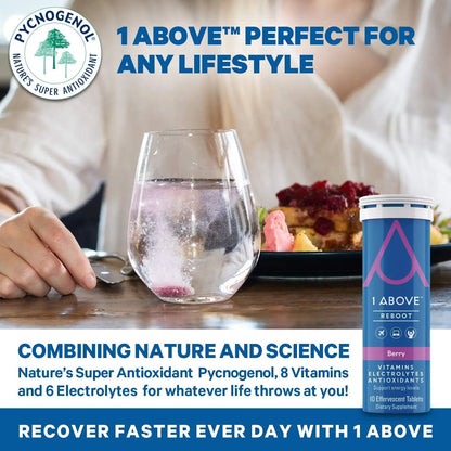 1Above Jet Lag Relief Tablets - Citrus-Flavored Effervescent Multivitamin with Pycnogenol Travel Supplement for Hydration, Energy 1ABOVEBuy Supplements Australia