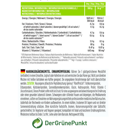 Igennus Collagen Powder Vegan with Vitamin C, Vegetable Peptide Collagen with 21 Amino Acids and 80% Protein Protein, No Additives, 500 g