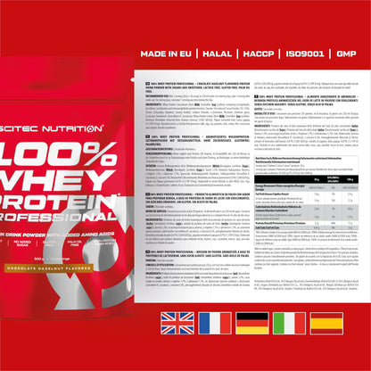 Buy ​Scitec Nutrition Protein 100% Whey Protein Professional, Chocolate Hazelnut, 500 g | Made from concentrate and isolate - with digestive enzymes and additional amino acids - 500 g, chocolate hazelnut - OmniHealthRx Usa supplements