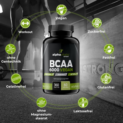 BCAA Mega Tabs 1000Mg Pure BCAAs, Vegan, Gluten Free, Lactose Free, Each Alphavitalis Sport – 360 Tablets – 2 Month Course Essential Amino Acids/Hochdosierte BCAAs for a hard Workout, , , | 360 pieces with L-leucine, L-valine and L-isoleucine