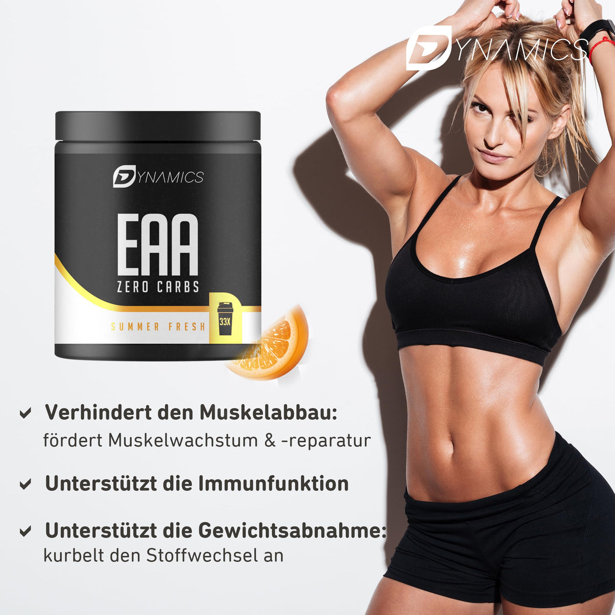 Buy ​Dynamics EAA Zero Carbs 500 g Summer Fresh Vegan All 8 Essential Amino Acids Intra Workout with BCAAs 33 Servings - OmniHealthRx Usa supplements