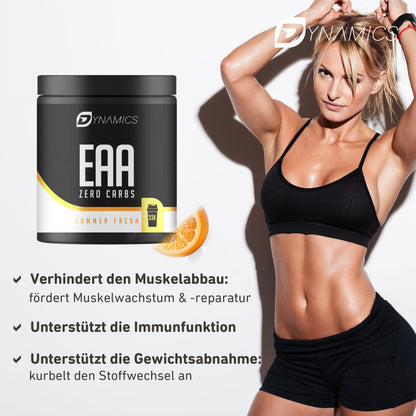 Buy ​Dynamics EAA Zero Carbs 500 g Summer Fresh Vegan All 8 Essential Amino Acids Intra Workout with BCAAs 33 Servings - OmniHealthRx Usa supplements