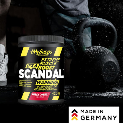 My Supps Scandal Extreme Muscle Pre Workout Training Booster - Fresh Cherry with Creatine, Citrulline, Beta Alanine, Caffeine & Tyrosine for Energy - 20 Servings 420 g