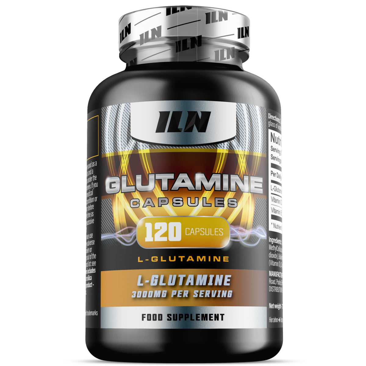 L-Glutamine Capsules - 3000mg with Vitamin D & B12 - 120 Capsules