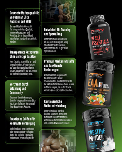 Gen German Elite Nutrition Advanced BCAA Powder 450 g - 2:1:1 BCAA | Taurine & Glutamine, Sweet Apple, 13,500 mg Amino Acids Per Serving, Instant Soluble, Vegan, 30 Servings
