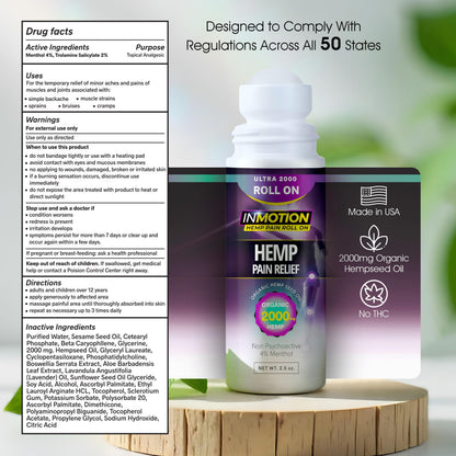 Inmotion Hemp Roll On for Pain Relief - Premium Ultra Strength Fast Acting, Long Lasting, Odorless Hemp Oil Roll On Pain Reliever for Joint, Muscle, & Back InMotion HempBuy Supplements Australia