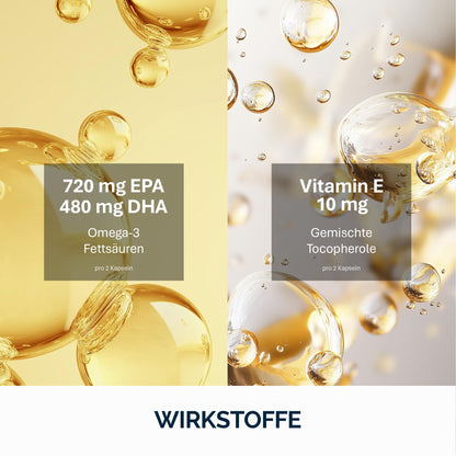 NFO OMEGA 3 PREMIUM [90 Kapseln] Hochdosiertes Fischöl mit hohen Konzentrationen an EPA & DHA in Triglyceridform mit Vitamin E Natürlicher Komplex aus Fettsäuren aus Wildfisch, Hergestellt in Finnland