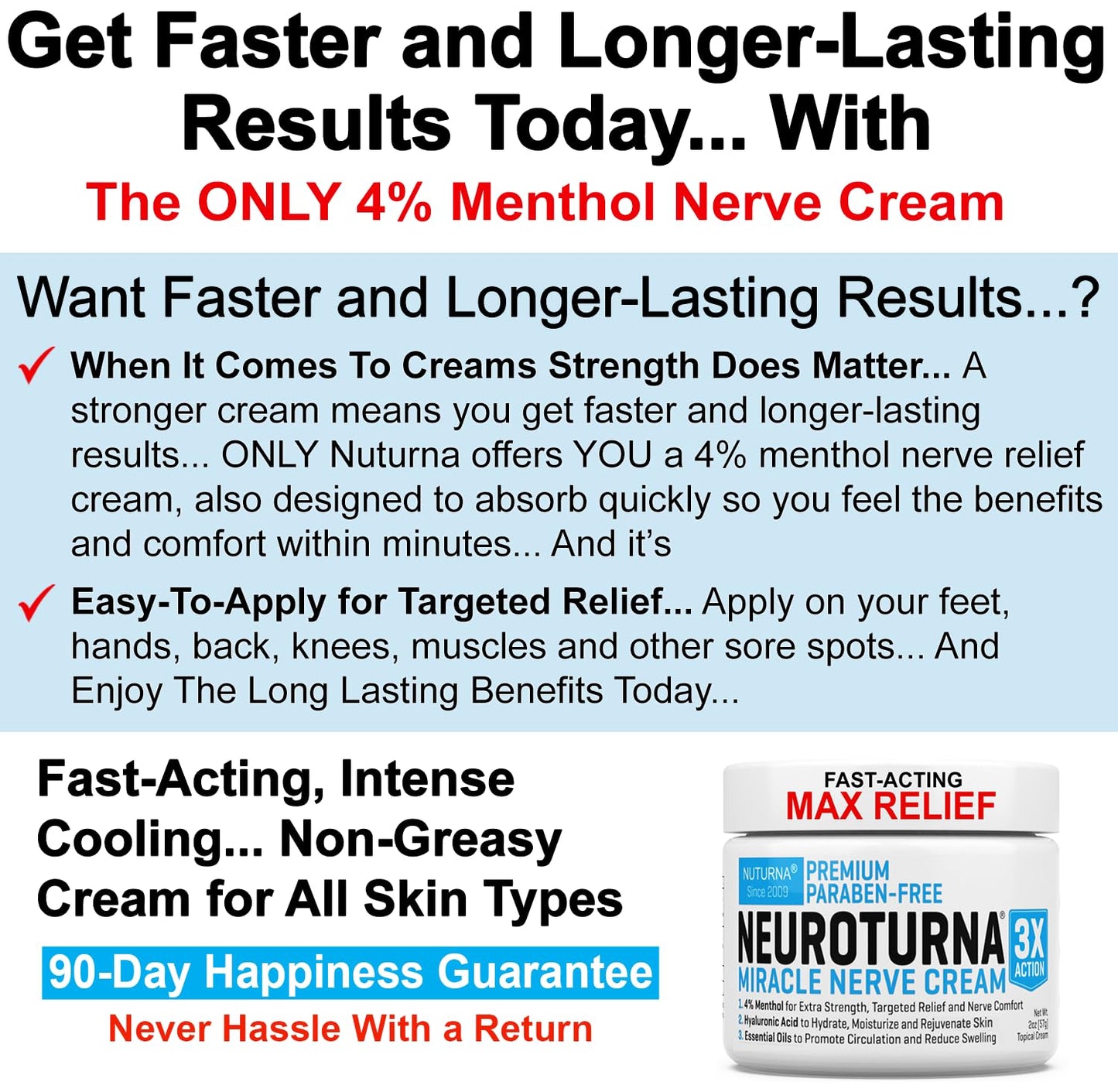 Neuropathy Nerve Relief Cream - Premium Nerve Cream 3X Action for Targeted Relief and Soothing Nerve Comfort - Maximum Strength with 4% Menthol, MSM for Feet Hands Legs Toes & Back - Extra Large 6 Oz NuturnaBuy Supplements Australia
