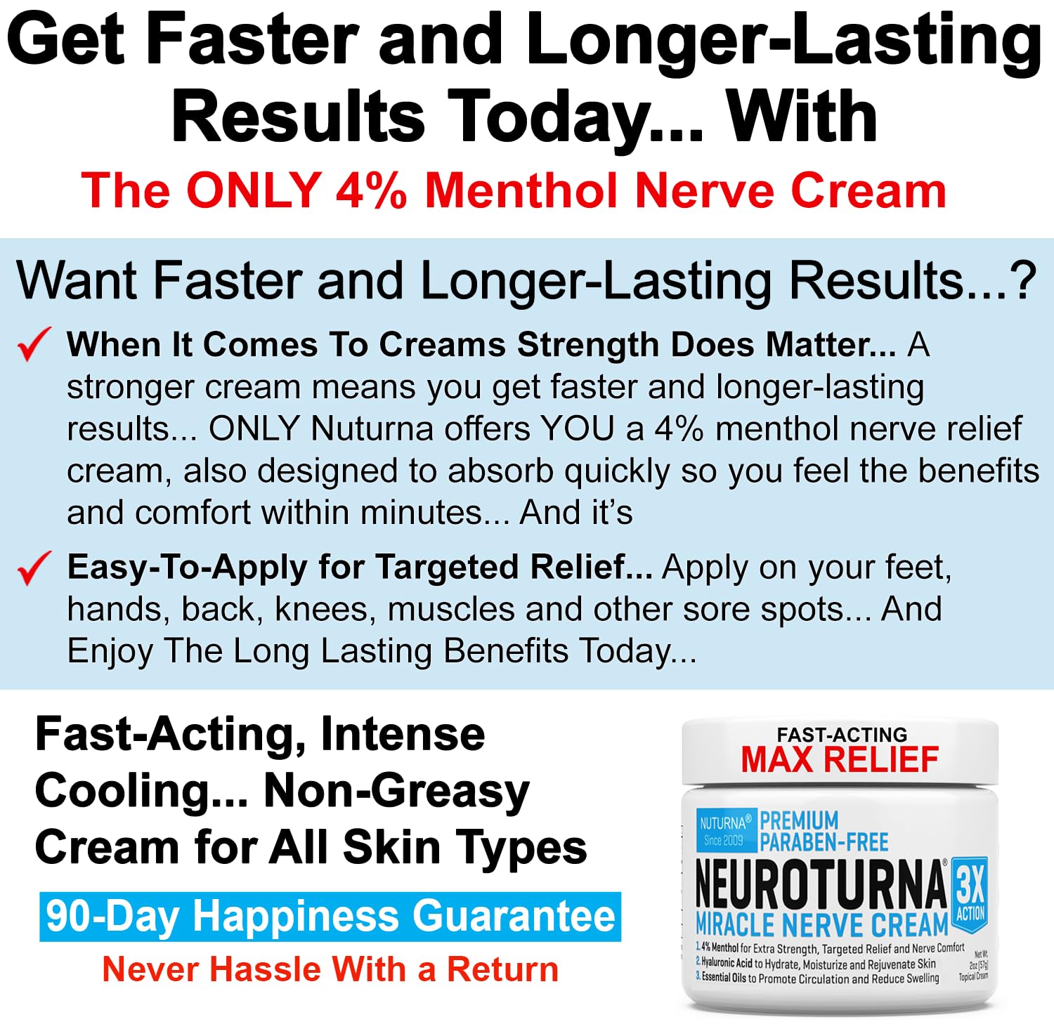 Neuropathy Nerve Relief Cream - Premium Nerve Cream 3X Action for Targeted Relief and Soothing Nerve Comfort - Maximum Strength with 4% Menthol, MSM for Feet Hands Legs Toes & Back - Extra Large 6 Oz NuturnaBuy Supplements Australia