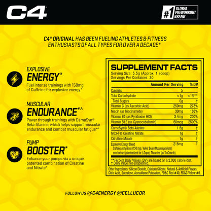 Cellucor C4 Original Pre Workout Powder Strawberry Watermelon Ice Sugar Free Preworkou CellucorBuy Supplements Australia