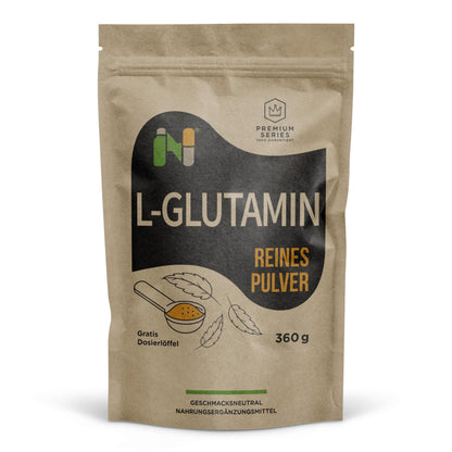 L-Glutamine Powder, 360 g, Pure Amino Acid Powder, 60 Servings, Tasteless, Premium Quality, Includes Dosing Spoon