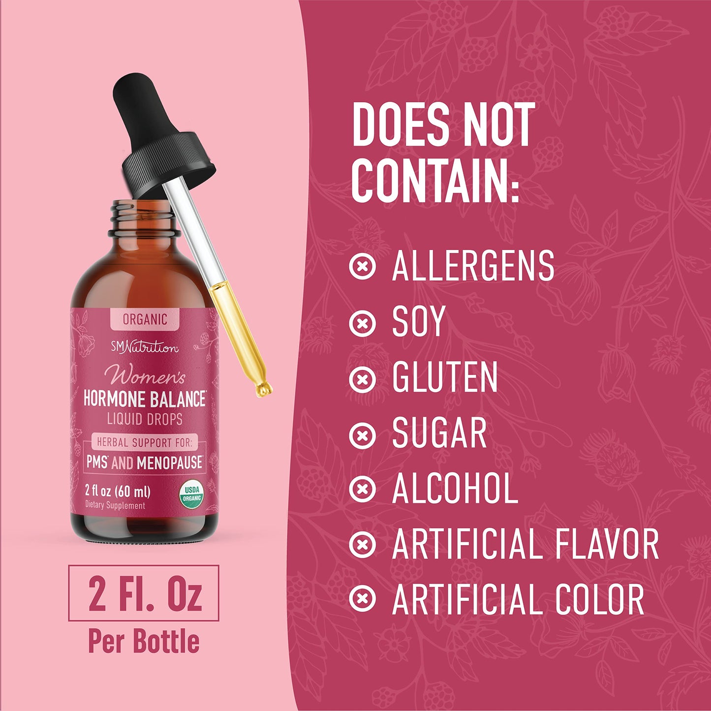Hormone Balance Liquid Drops | With Stinging Nettle, Black Cohosh, Red Raspberry Leaf SMNutritionBuy Supplements Australia