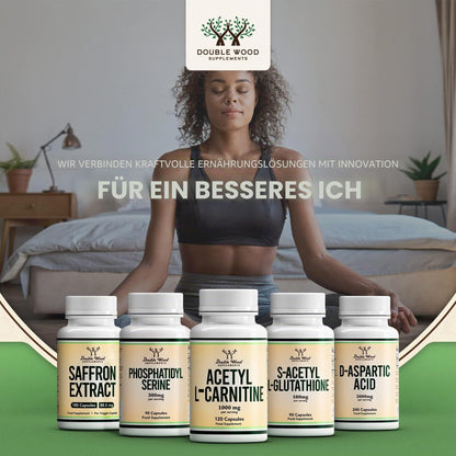 DW L Carnitine Capsules | 120 High Dose Acetyl L Carnitine - 1000mg L-Carnitine Per Serving | GMO and Gluten Free L-Carnitine
