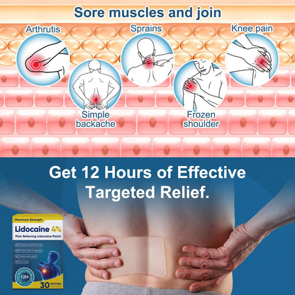 Teemofe 4% Lidocaine Pain Relief Patches – Maximum OTC Strength, Fast-Acting Targeted Relief, 30 Count, for Muscle & Joint Discomfort - 589 TeemofeBuy Supplements Australia