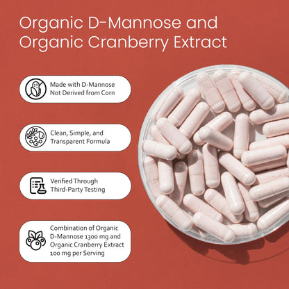 NaturaLife Labs Organic D-Mannose 1300 mg with Organic Cranberry Extract 100 mg per Serving – 100 Capsules – Non-GMO, Gluten-Free, Vegan NaturaLife LabsBuy Supplements Australia