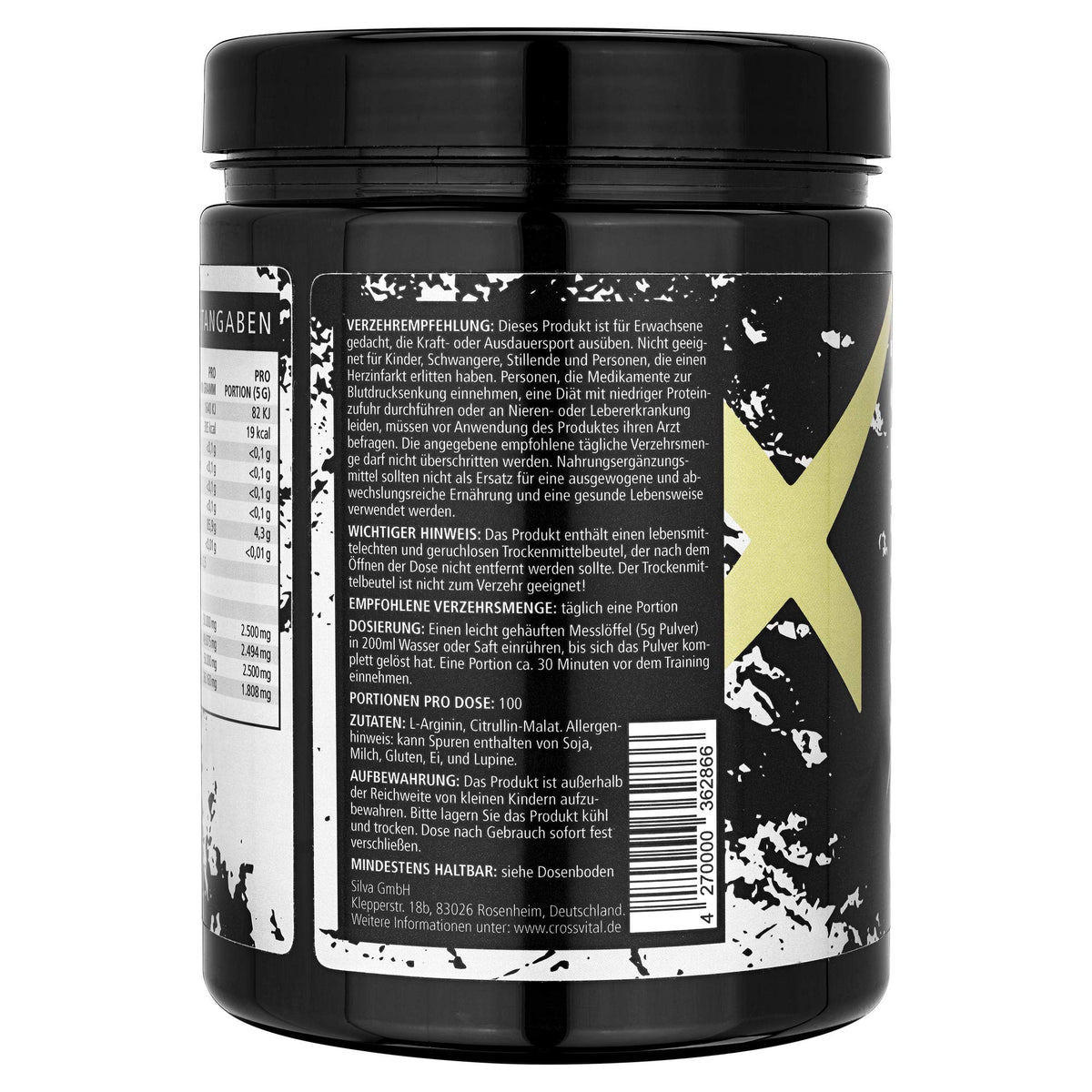 L-Arginine & L-Citrullin Powder I CROSSVITAL I Vegan I 500 g I 1A Soluble I 100 Servings I Made in Germany