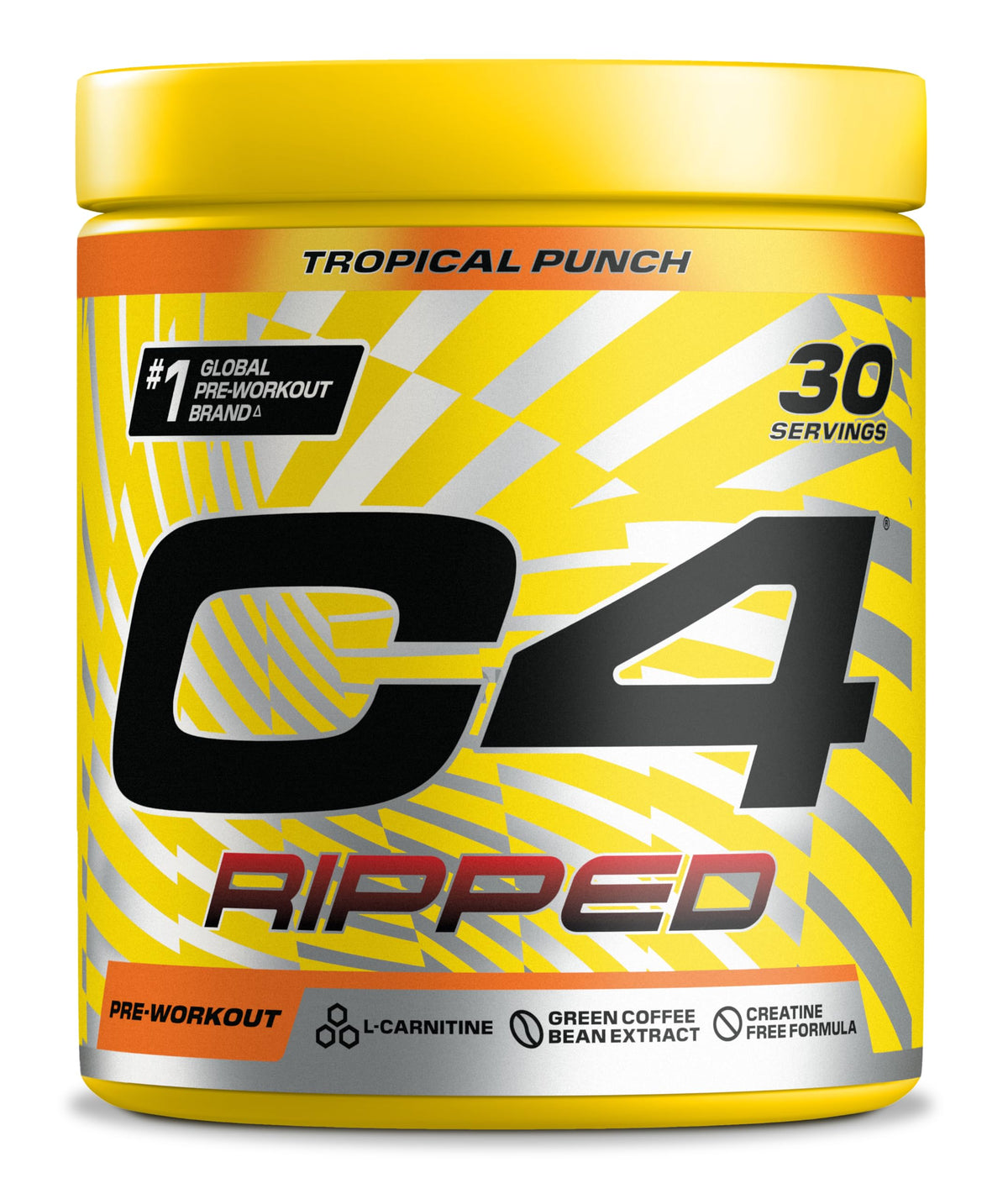 C4 Ripped Pre-Workout Booster Tropical Fruit Punch Drink Powder for Energy Drink 150 mg Caffeine + Beta-Alanine + Green Coffee Bean Extract 30 Servings
