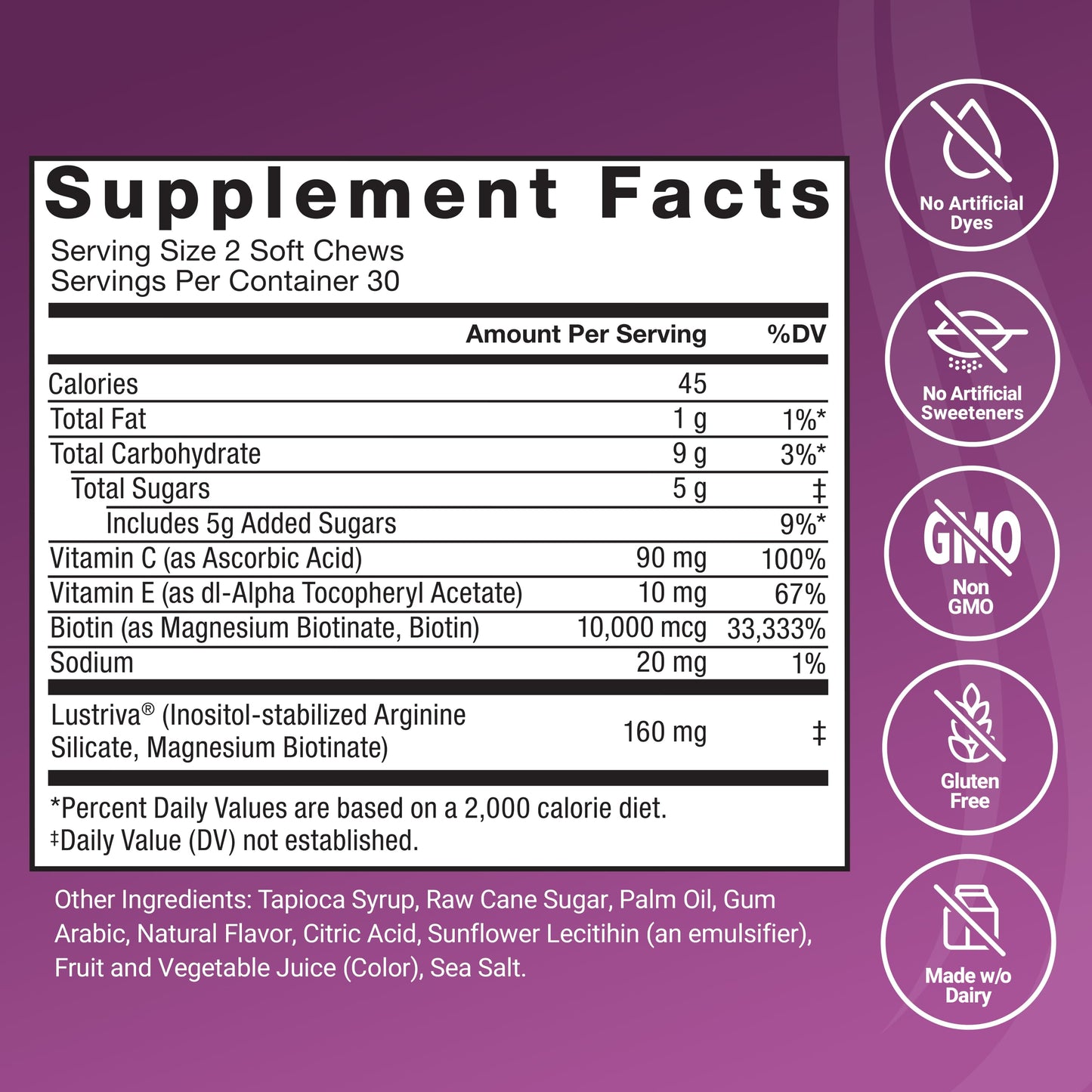 Force Factor Hair Growth Accelerator Soft Chews, Hair Growth Vitamins for Women and Men with Clinically Studied Lustriva and Biotin, Promotes Thicker