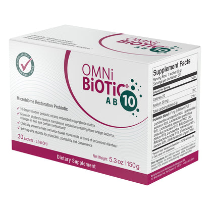 OMNi BiOTiC AB 10 - Clinically Tested Restorative Probiotic - Supports & Restores Gut Flora & Digestion