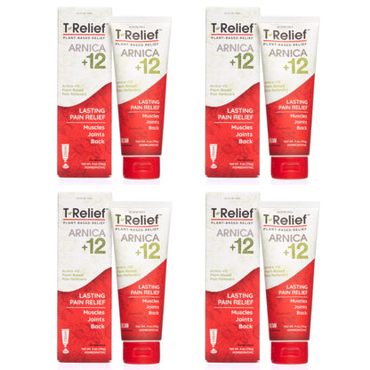 T-Relief Arnica +12 Cream Natural Relieving Actives for Back Pain Joint Soreness Muscle Aches & Stiffness, Whole Body Fast Acting Relief for Women & Men - 4 oz (4 Pack) MediNaturaBuy Supplements Australia