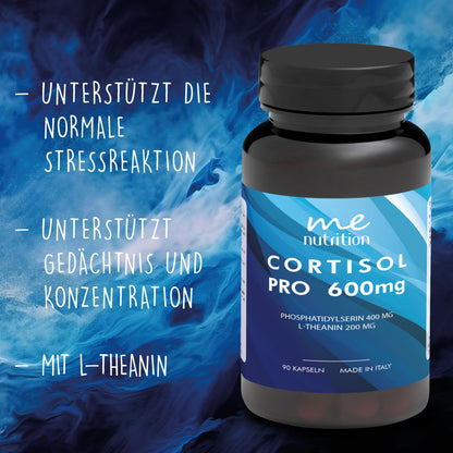 Cortisol Support 600 mg - Phosphatidylserine 400 mg + L-Theanine 200 mg - High Dose - Supports Cortisol Levels and Normal Metabolism - 90 Capsules Made in Italy - Me Myeasy