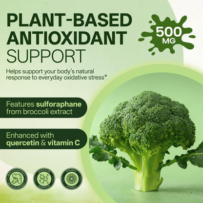 Liposomal Sulforaphane 500mg Supplement from Broccoli Extract with Quercetin, Black Pepper & Vitamin C – Antioxidant, Detox & Cellular Support, Cellular Health Formula for Men & Women, 60 Capsules inGreensBuy Supplements Australia