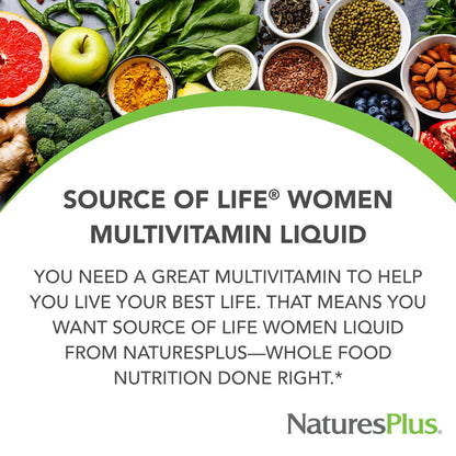 NaturesPlus Source of Life Women Liquid Multivitamin - 30 fl oz - Natural Berry Flavor - Whole Foods & Minerals - Healthy Immune System & Energy - Vegetarian, Gluten-Free - 30 Servings NaturesPlusBuy Supplements Australia