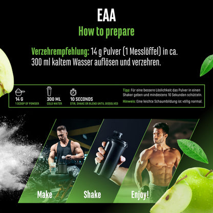 Buy ​Gen German Elite Nutrition EAA Powder - 532 g - 9 Essential Amino Acids | Green Apple, Human Code Formula, incl. Histidine & BCAA, 10 g EAA per serving, laboratory tested, vegan - OmniHealthRx Usa supplements