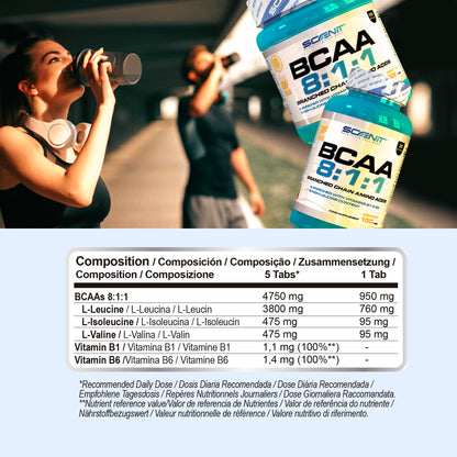 BCAA Ultra Tablets - 500 Tablets with High Dose - With Vitamin B1 and B6 - Leucine, L-Isoleucine, L-Valine - Branched Chain Essential Amino Acids (500 Tablets)
