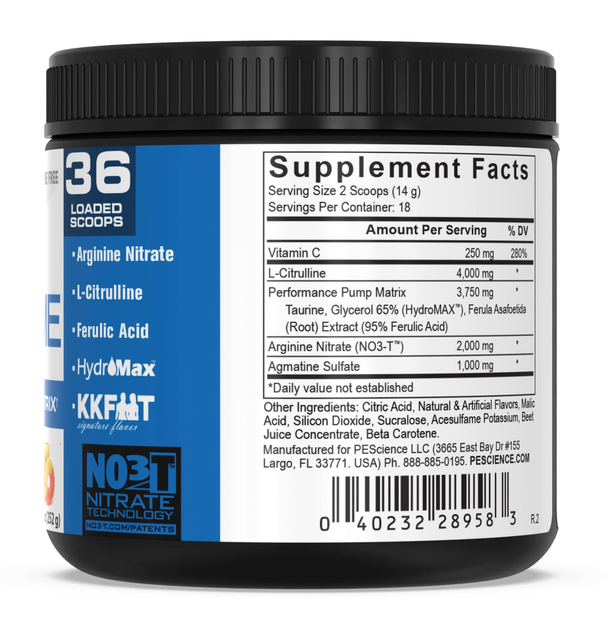 PEScience High Volume + Prolific Pre-Workout Stack, Powerful Nitric Oxide & Energy Supplement Bundle, Sour Peach Candy