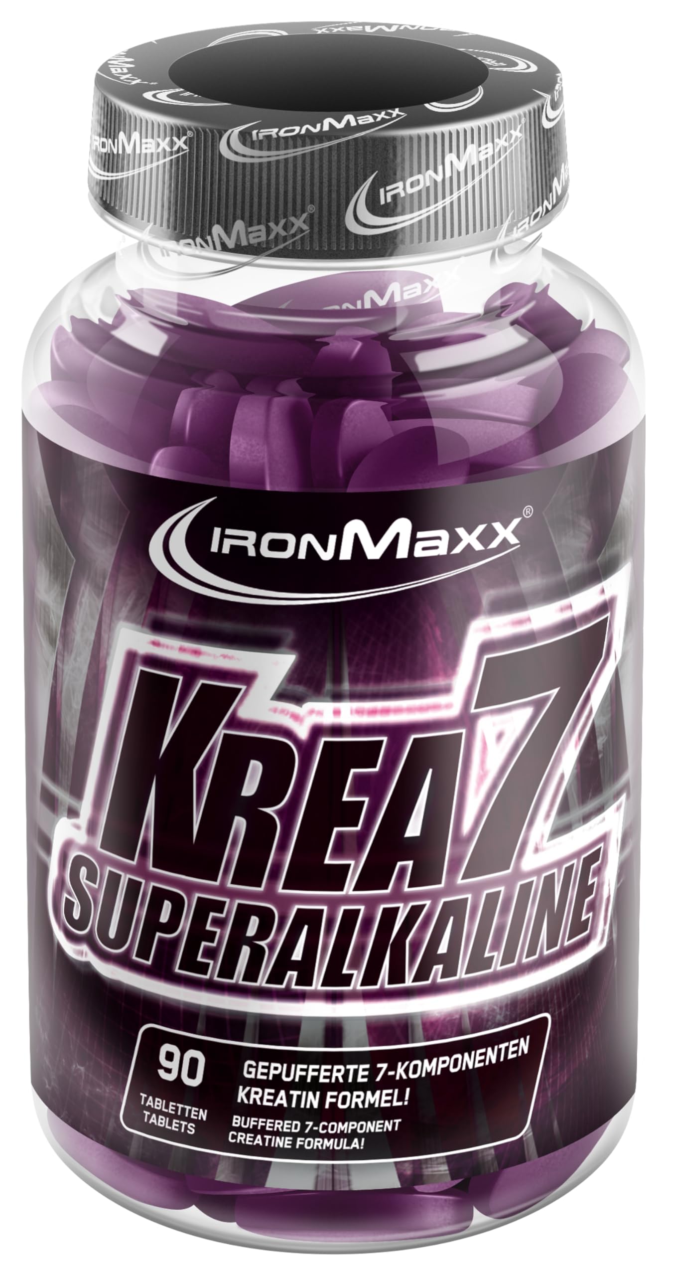 IronMaxx Krea7 Superalkaline Kreatin Tabletten - 90 Stück | hochdosierte 7-Komponenten-Formel | zuckerfrei