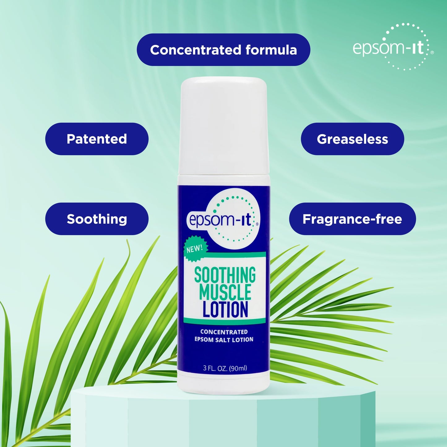 EPSOM-IT Soothing Muscle Lotion - Roll On Epsom Salt Lotion with Arnica for Muscle Stiffness, Leg, Knees and Feet Discomfort, Topical Magnesium Cream, 3oz, 2-Pack EPSOM-ITBuy Supplements Australia