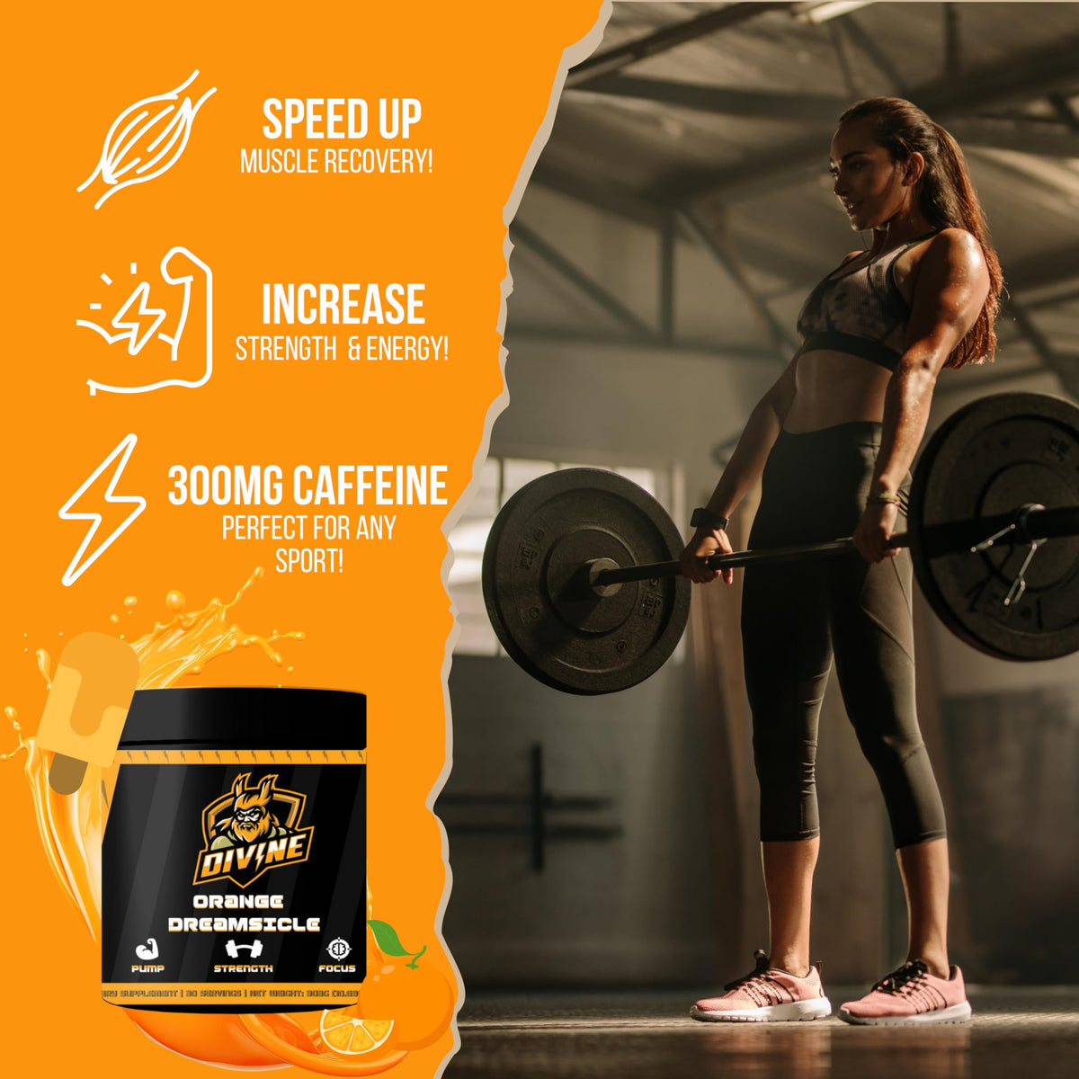 Orange Dreamsicle Pre Workout | The Best Tasting Pre Workout | Intense Increased Endurance, Strength, & Pump | Powder Pre Workout | 300mg Caffeine, 30 Servings