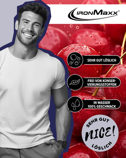 IronMaxx Creatine Powder Flavoured Zero - Kirsche 500g Dose | Hochdosiert Mit 4500Mg Kreatin Monohydrat Pro Portion | Vegan Und Zuckerfrei