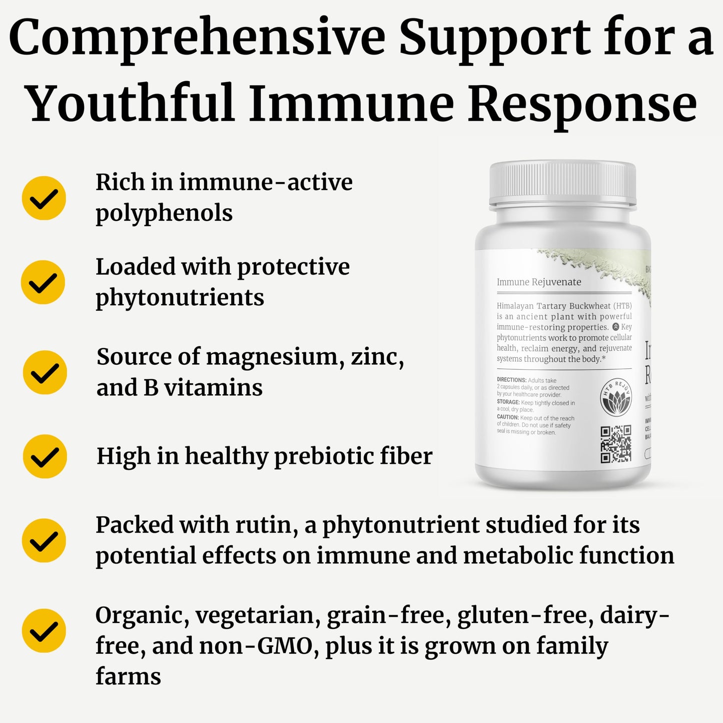 BIG BOLD HEALTH HTB Immune Rejuvenate - Polyphenols Supplement for Immune Support with Himalayan Tartary Buckwheat - Gluten Free, Dairy Free, Non-GMO Formula - 60 Vegetarian Capsules BIG BOLD HEALTHBuy Supplements Australia