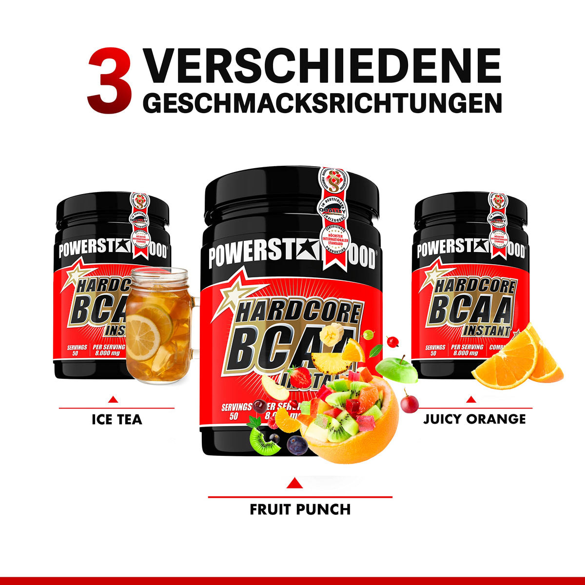 Perfect Resolution Hardcore BCAA Instant Powder Pre and in Workout Powder with Absolut Strongest Hardcore Dosage – 100% Muscle – Available in 3 Flavours – 500g – Made in Germany, , , | 2:1:1 Leucine Isoleucine Valine - with Vitamin B6 and B2
