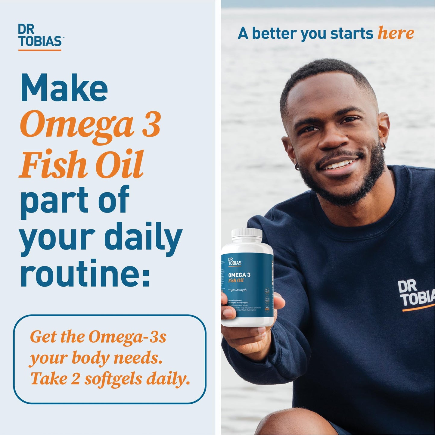 Dr. Tobias Omega 3 Fish Oil, 800 mg EPA 600 mg DHA Omega 3 Supplement for Heart Dr. TobiasBuy Supplements Australia