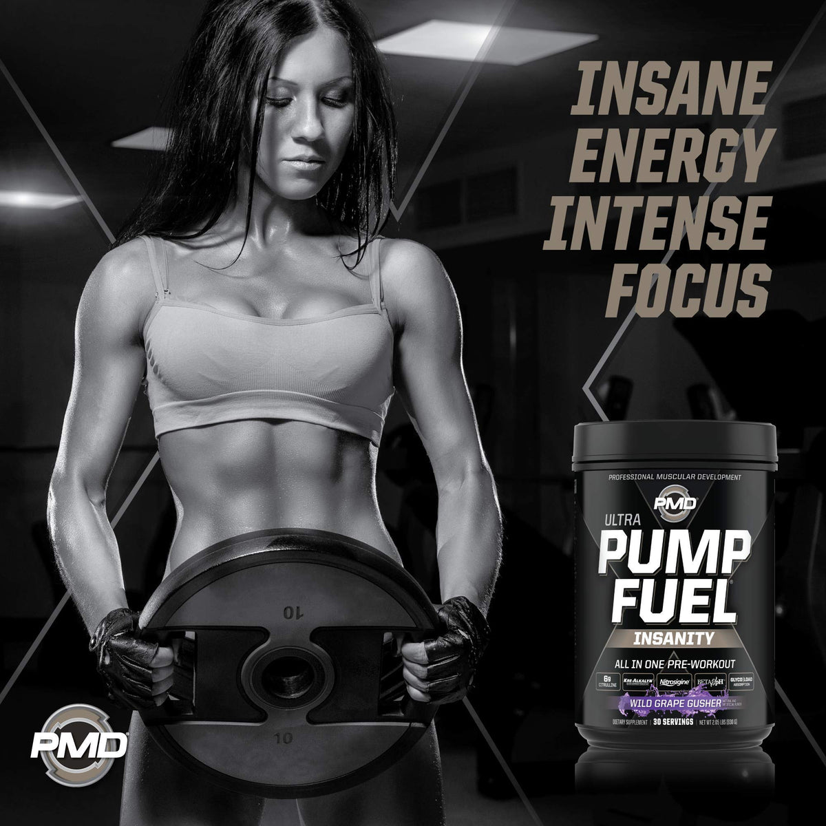 PMD Sports Ultra Pump Fuel Insanity - Pre Workout - Grape Gusher (30 Servings) Sports Omega Cuts Elite Thermogenic Fat Burner (90 Softgels)