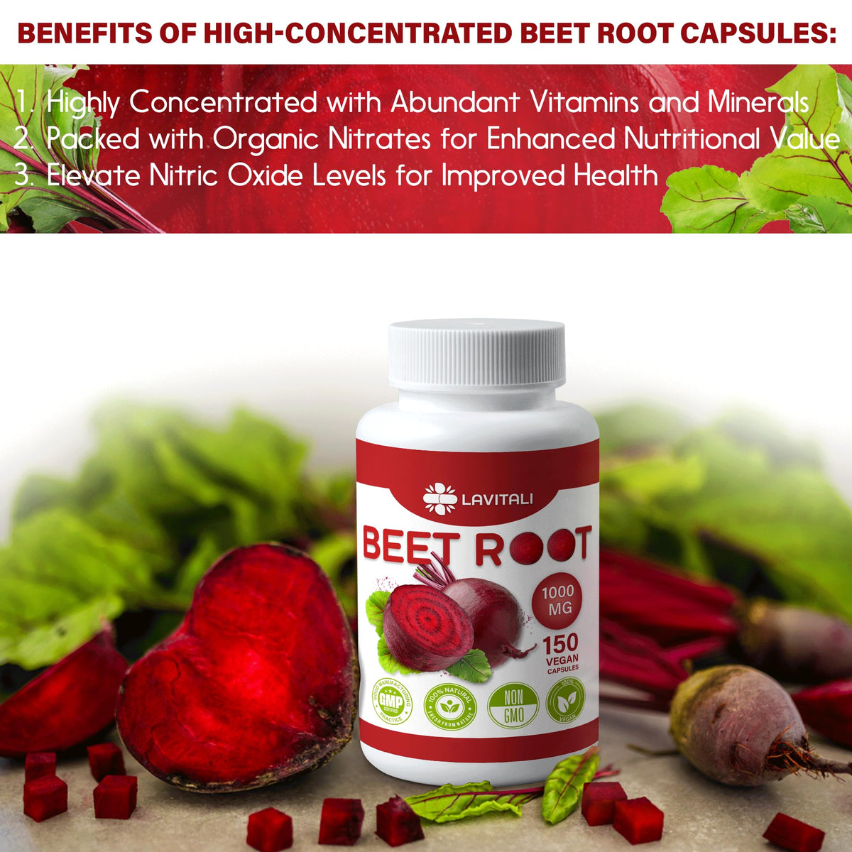 LaVitali 275 Beet Root Extract Capsules, 1000mg per Serving, High Concentrated Herbal Power Extract for Providing Nitric Oxide, Boosting Athletic Performance (275 Capsules)