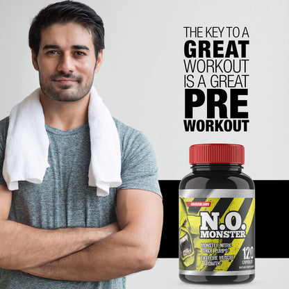 Colossal Labs Nitric Oxide Booster with L-Arginine, Extreme Pumps to Build Strength and Muscle, Pre-Workout, 120 Capsules per Bottle