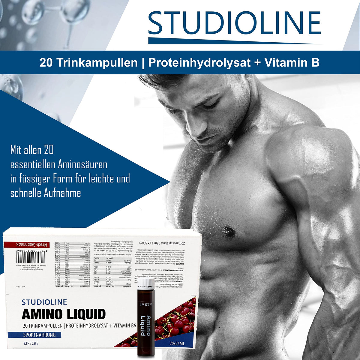 Amino Liquid 20 Ampoules of 25 ml Amino Acids, BCAA, EAA - Perfect for All Sports