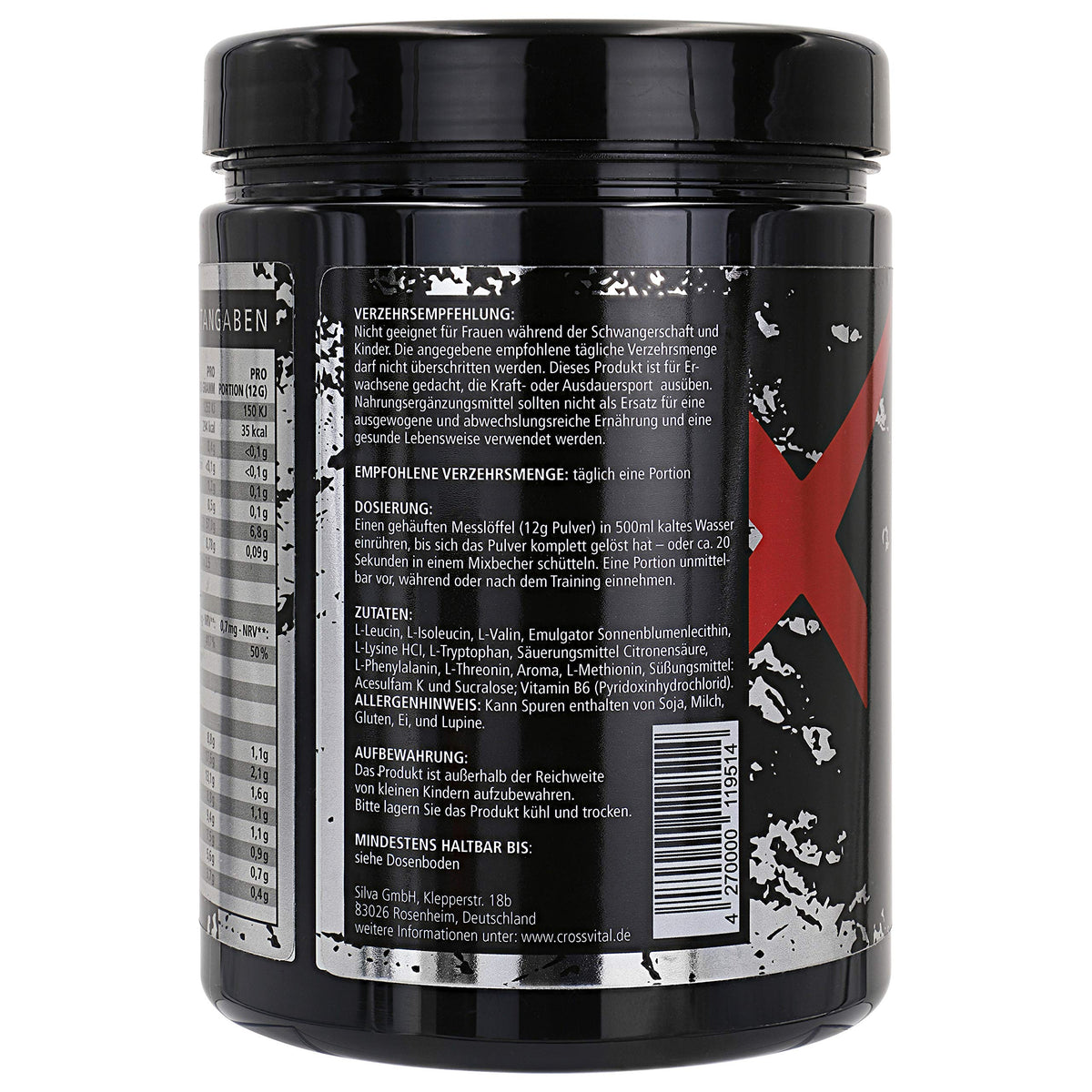 EAA Powder Crossvital Lemon & Lime Vegan 500 g with Vitamin B6 Mega Taste 1A Soluble Made in Germany